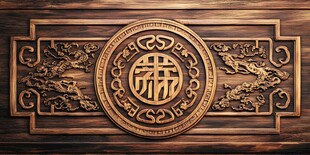 中式木雕福字装饰图案