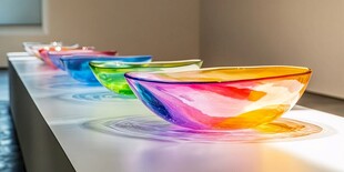 彩色玻璃碗的绚丽展示