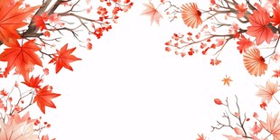 红叶繁花边框背景图