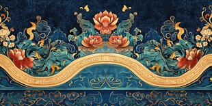 中式古典莲花纹饰背景图