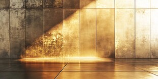 金色光线洒入金属质感空间