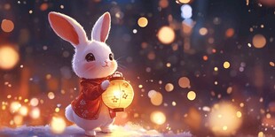 白兔提灯贺岁 梦幻氛围感