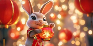 萌兔提灯迎新春