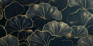 黑金银杏叶无缝背景图案
