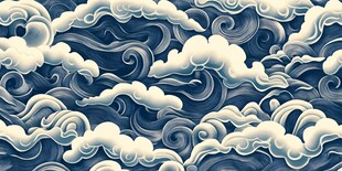 中式海浪云纹图案背景