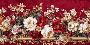 红底花卉图案精美装饰画