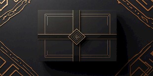 黑色礼盒配金色装饰图案