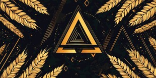 黑金麦穗三角几何背景图