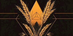 金色麦穗几何图案设计