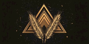 金色麦穗与几何图形组合