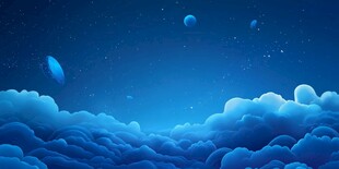 梦幻夜空下的云朵与飞石