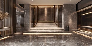 现代奢华大理石风大堂空间
