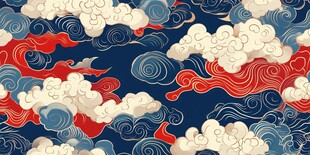 中式云浪纹图案设计