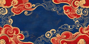 中式古典云纹边框背景图