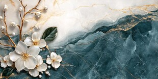 玉兰花大理石背景装饰图