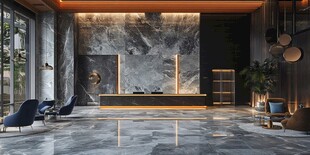 豪华大理石风酒店大堂设计