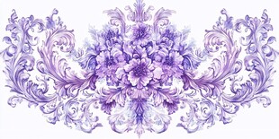 紫色花卉复古花纹装饰图