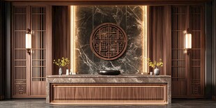 中式典雅前台接待区设计