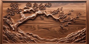 木雕中式古松装饰图案