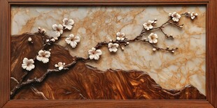 中式浮雕梅花装饰画