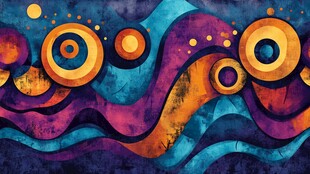 绚丽多彩抽象波浪图案