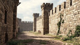 古老城堡墙间的幽静小道