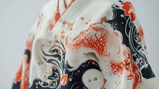 日式和服上的精美鲤鱼图案