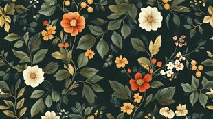 复古花卉植物图案背景