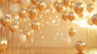 金色气球营造梦幻场景