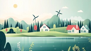 田园湖畔风光 清新自然美景