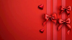 红色浪漫蝴蝶结爱心背景