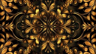 华丽黑金花卉装饰图案