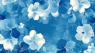 蓝色花卉背景图案设计