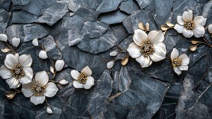 石上白花装饰 优雅别致