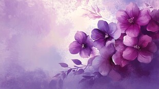 梦幻紫色花卉浪漫插画