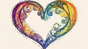 彩色心形艺术图案