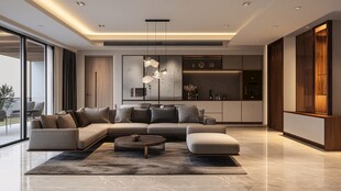 现代简约风豪华客厅空间