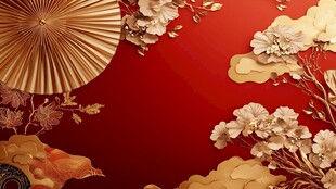 中式红金风装饰背景画面
