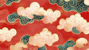 红色祥云中式传统图案