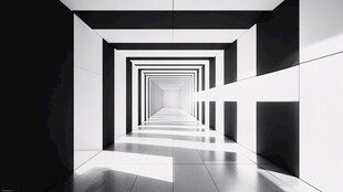 黑白几何空间延伸隧道