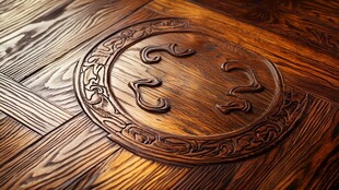 复古雕花木地板特写