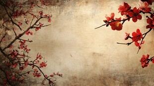 复古风红梅背景图