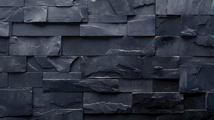 深灰色石砌墙面纹理特写