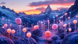 梦幻发光植物与壮丽山景