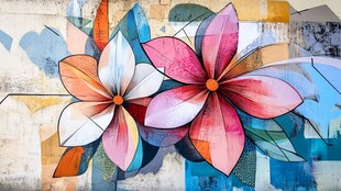 抽象多彩花卉墙面艺术画