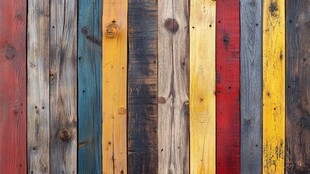 彩色木板墙 复古自然风