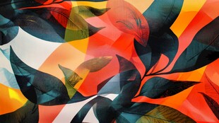 斑斓叶影抽象艺术插画