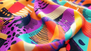 多彩抽象图案丝绸面料