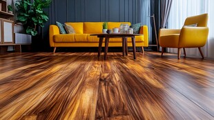 时尚客厅的木质地板空间