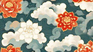 中式云花图案精美纹饰